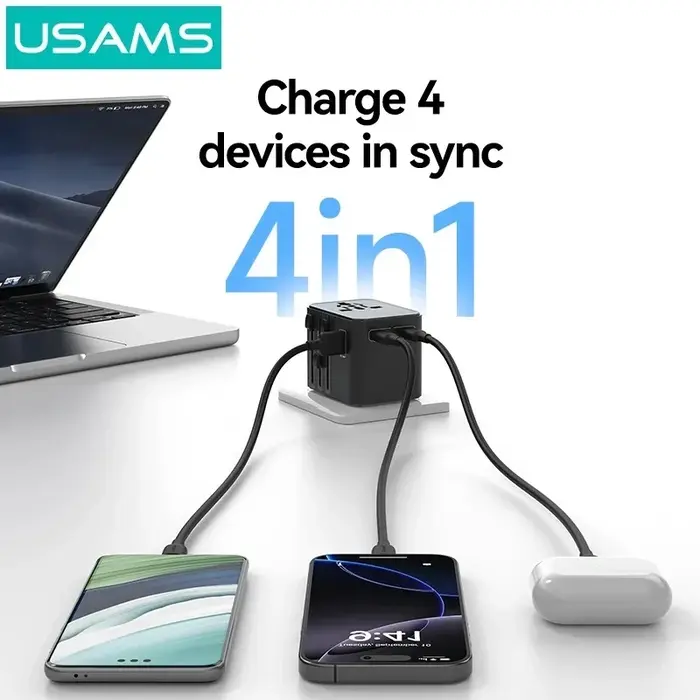 Usams CC309 25W Dual C + USB Universal Adapter