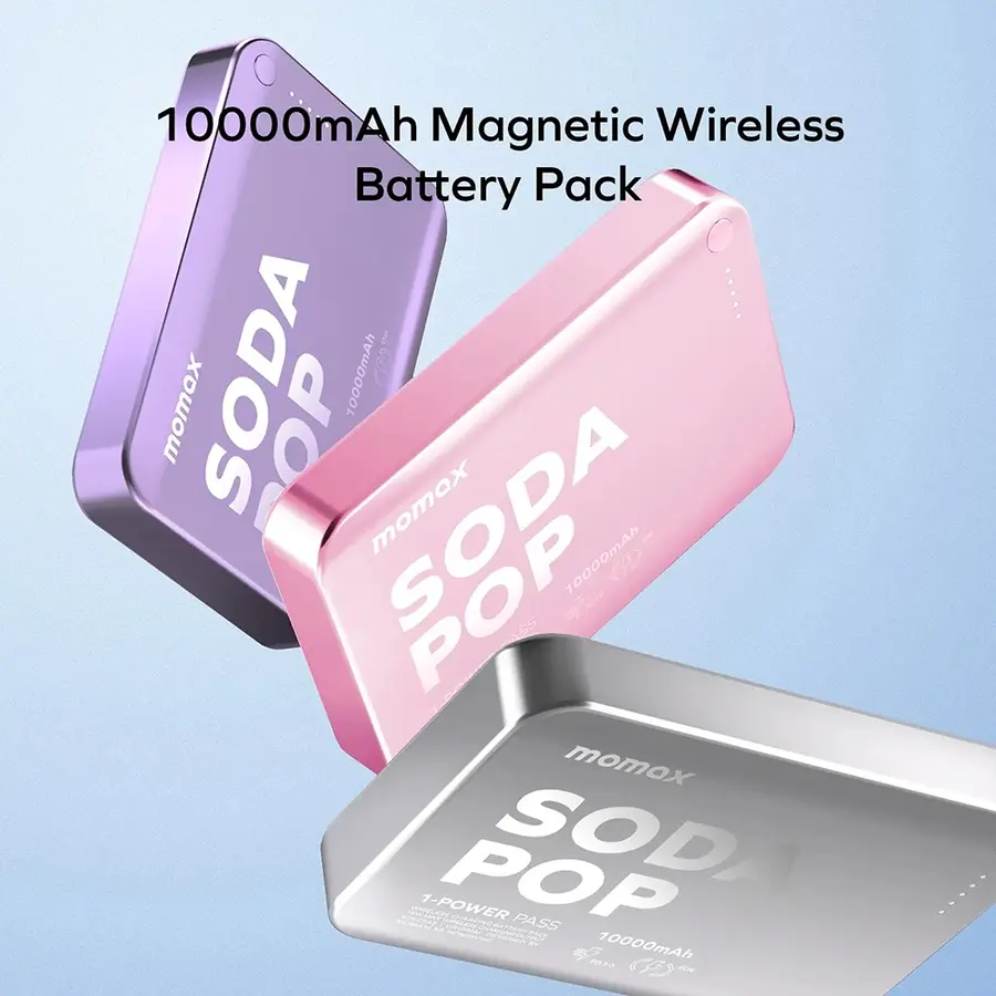 Momax 1-Power Pass 10000mAh Magnetic Wireless Power Bank (Soda Pop)