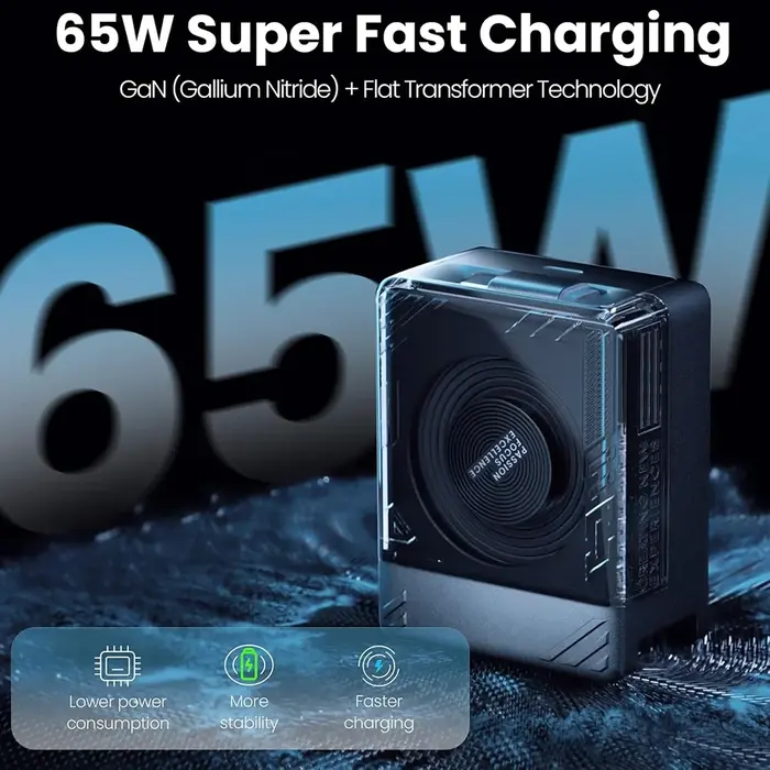 Nillkin IceCore 65W GaN Charger with Retractable Cable