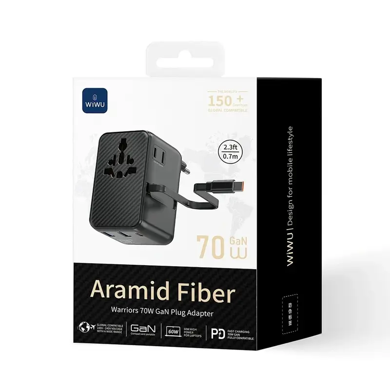 WiWU Wi-UA009 70W GaN Aramid Fiber Warrior Universal Adapter