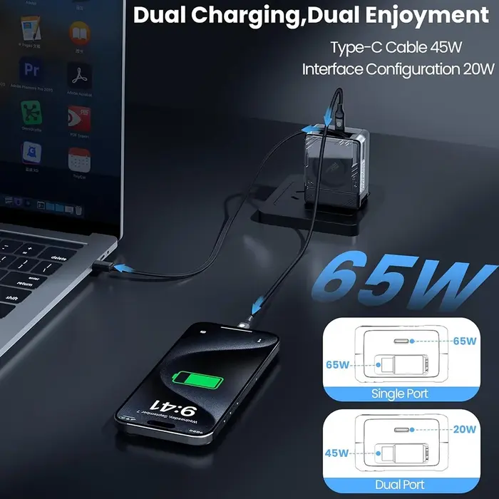 Nillkin IceCore 65W GaN Charger with Retractable Cable
