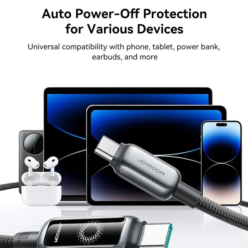 Joyroom S-A55 100W Auto Power-Off C to C Fast Charging Data Cable