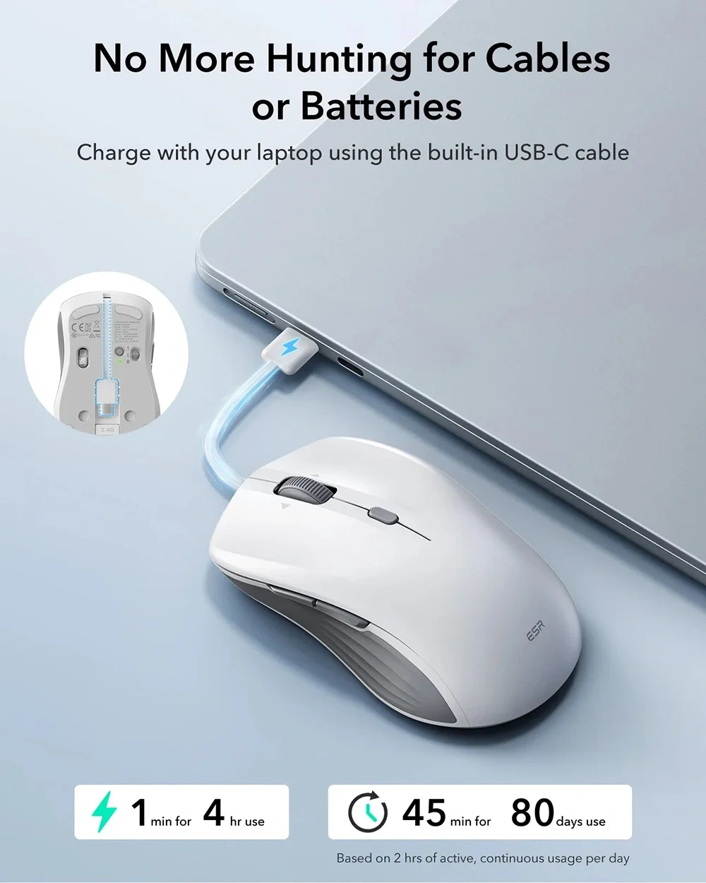 ESR MagMouse Snap-to-Carry Rechargeable Mouse