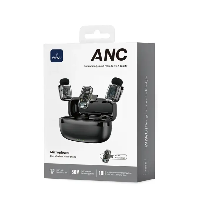 WiWU Wi-WM008 Anc Wireless Lavalier Microphone (Dual)