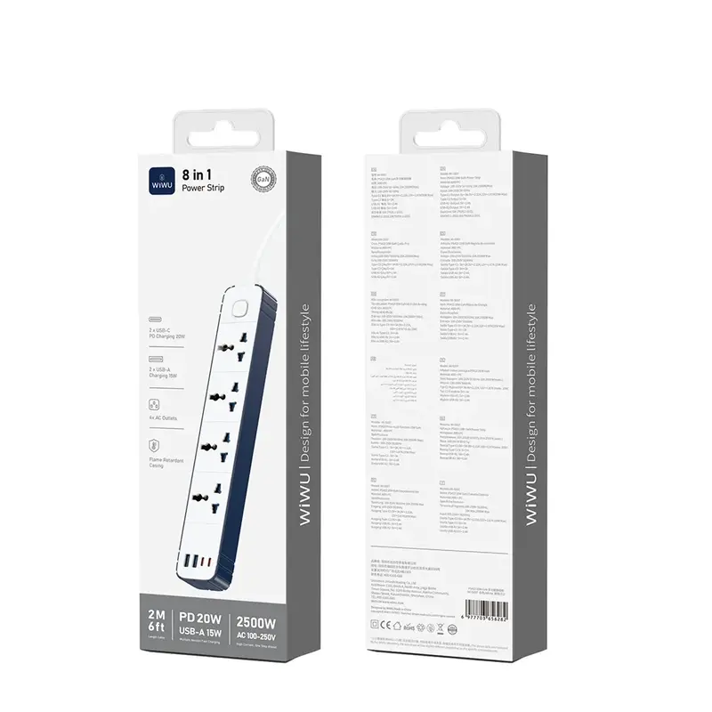 WiWU Wi-S007 GaN 20W 8-in-1 Universal Charging Power Strip
