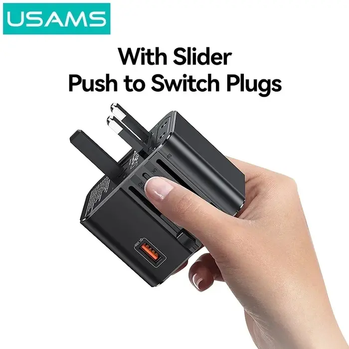 Usams CC309 25W Dual C + USB Universal Adapter