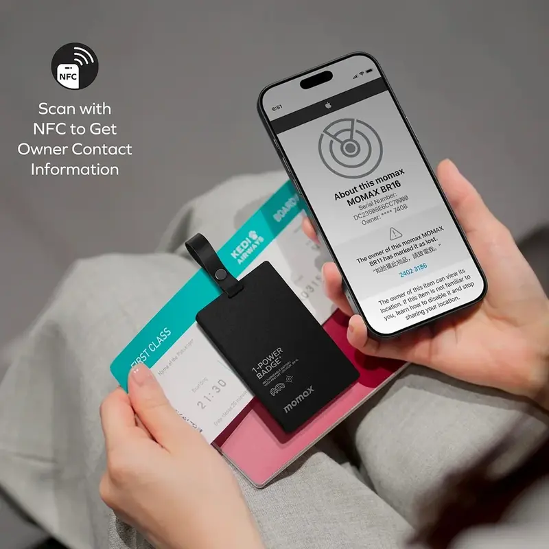Momax 1-Power Badge+ Find My Locator With Emergency Power Bank