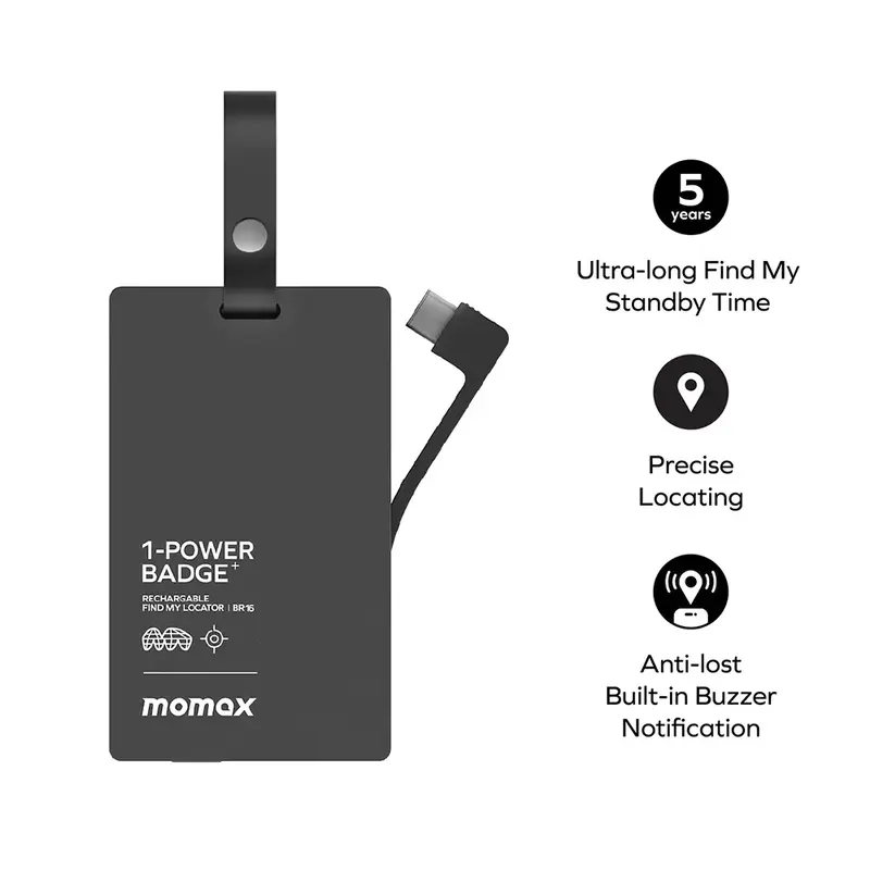 Momax 1-Power Badge+ Find My Locator With Emergency Power Bank