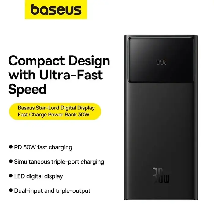 Baseus Star-Lord 30W 30000mAh Fast Charging Power Bank with Display