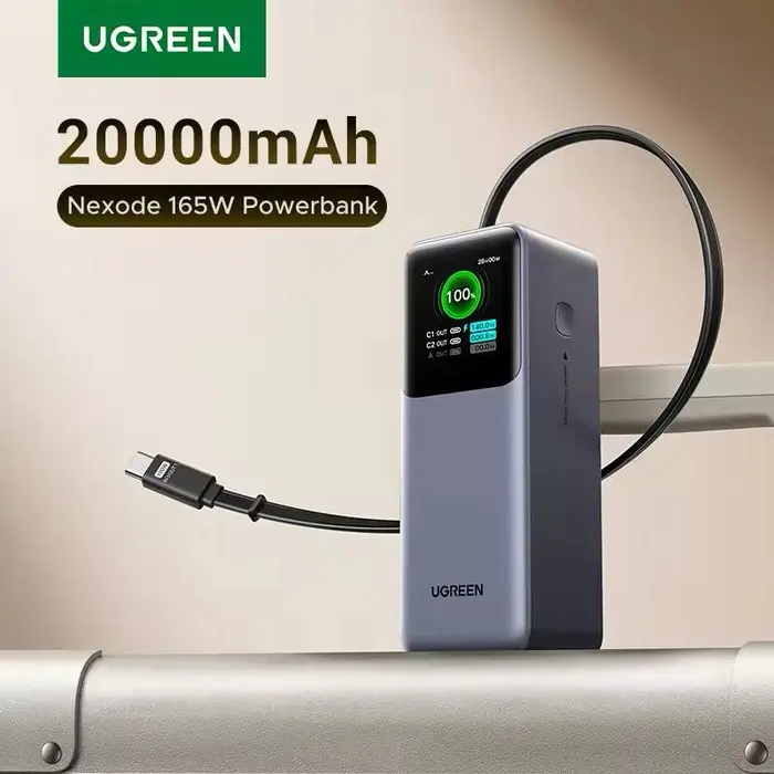 UGREEN Nexode 165W 20000mAh Power Bank with Built-in USB C Cable