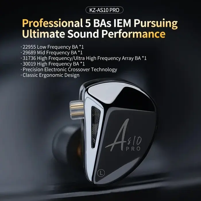 KZ AS10 PRO 5BA In-Ear HiFi Bass Earphones