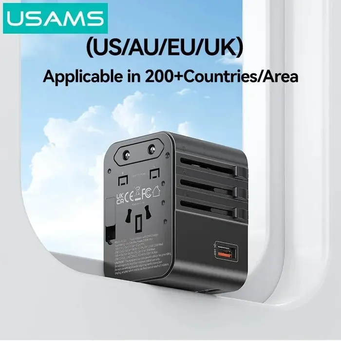 Usams CC309 25W Dual C + USB Universal Adapter