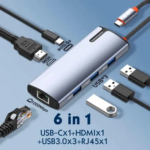 LDNIO DS-16H 6in1 Type-C Docking Station USB Adapter  PC Laptop Computer