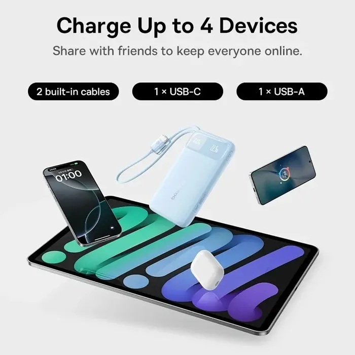 Baseus FC11 22.5W Dual-Cable Power Bank 20000mAh